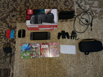 Nintendo Switch Gray in box plus 5 games and accessories